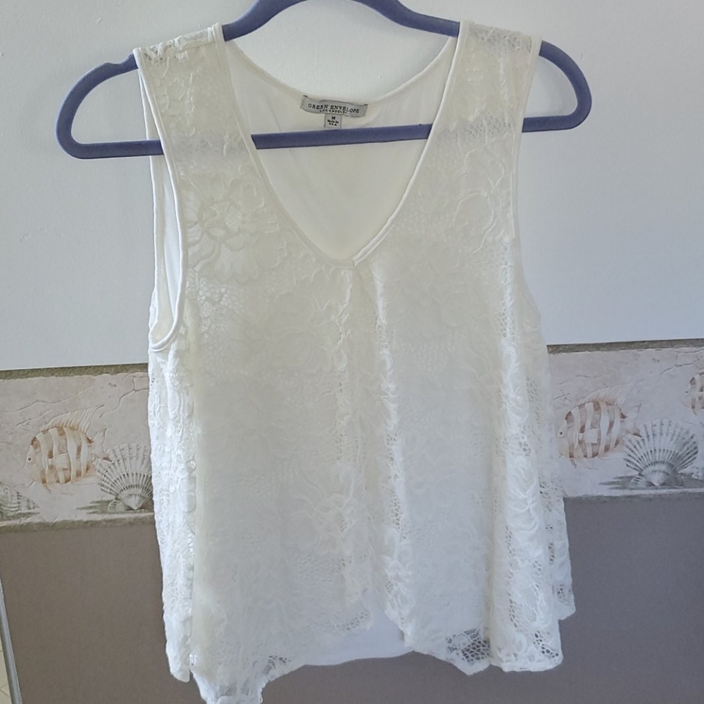 Tank with lace overlay
